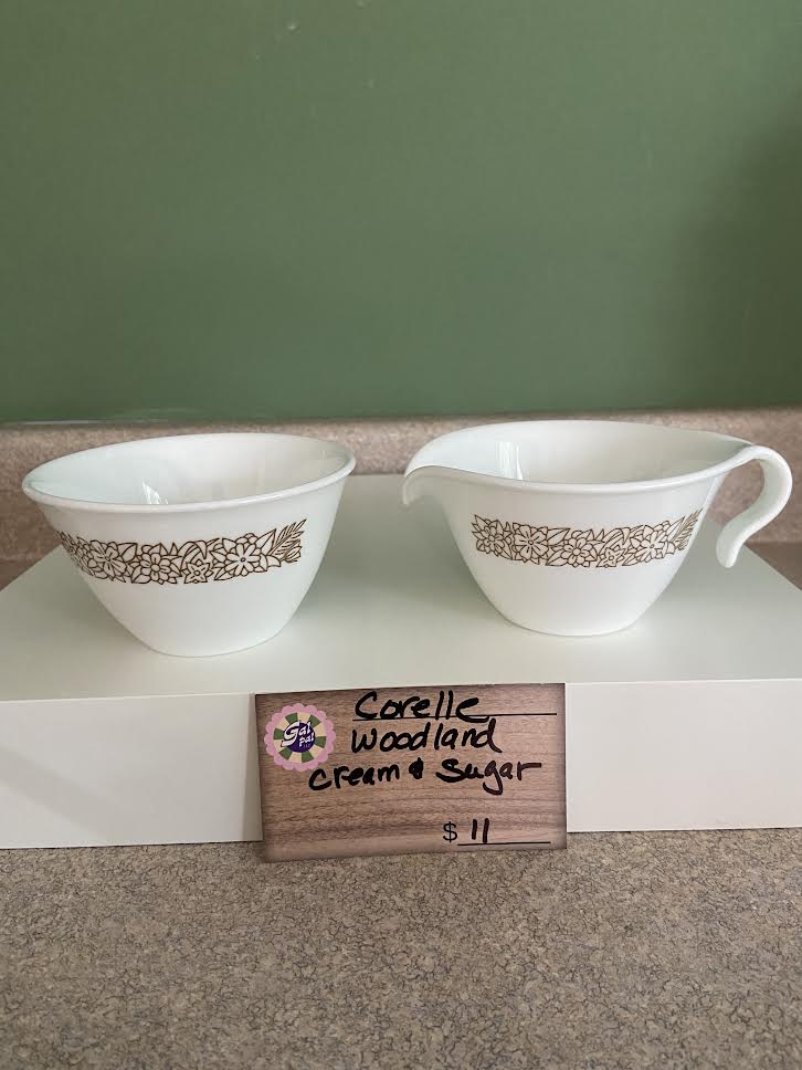 CORELLE WOODLAND CREAM AND SUGAR