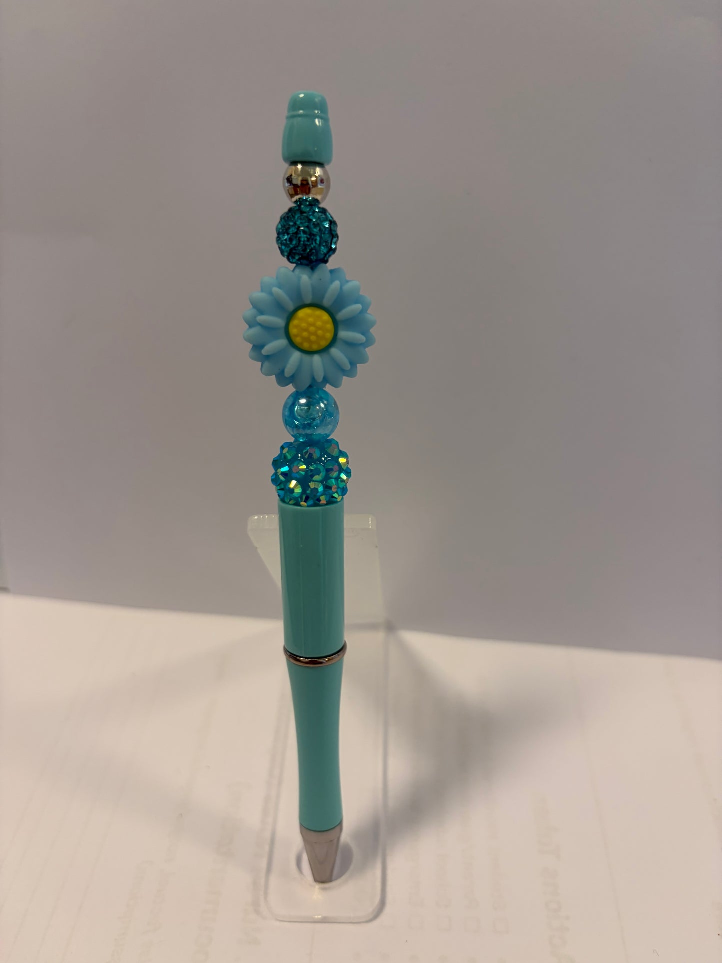 Blue Daisy with Glitter Beads