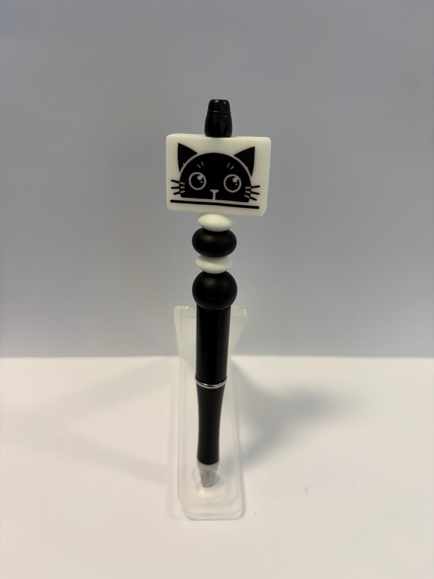 Black Cat with Black/White Beads