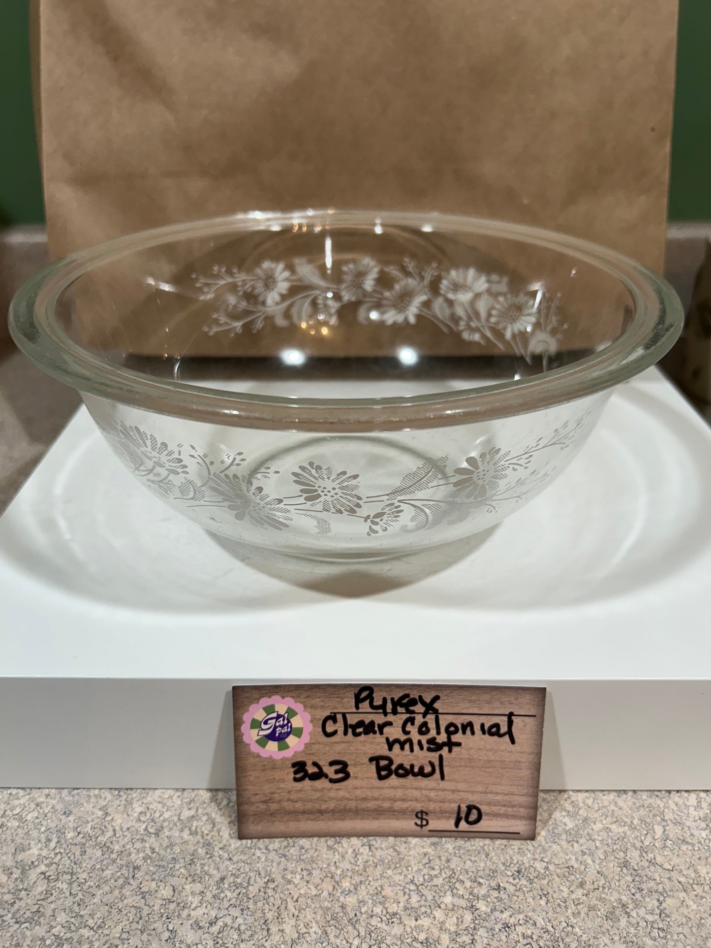 PYREX CLEAR COLONIAL MIST BOWL #323