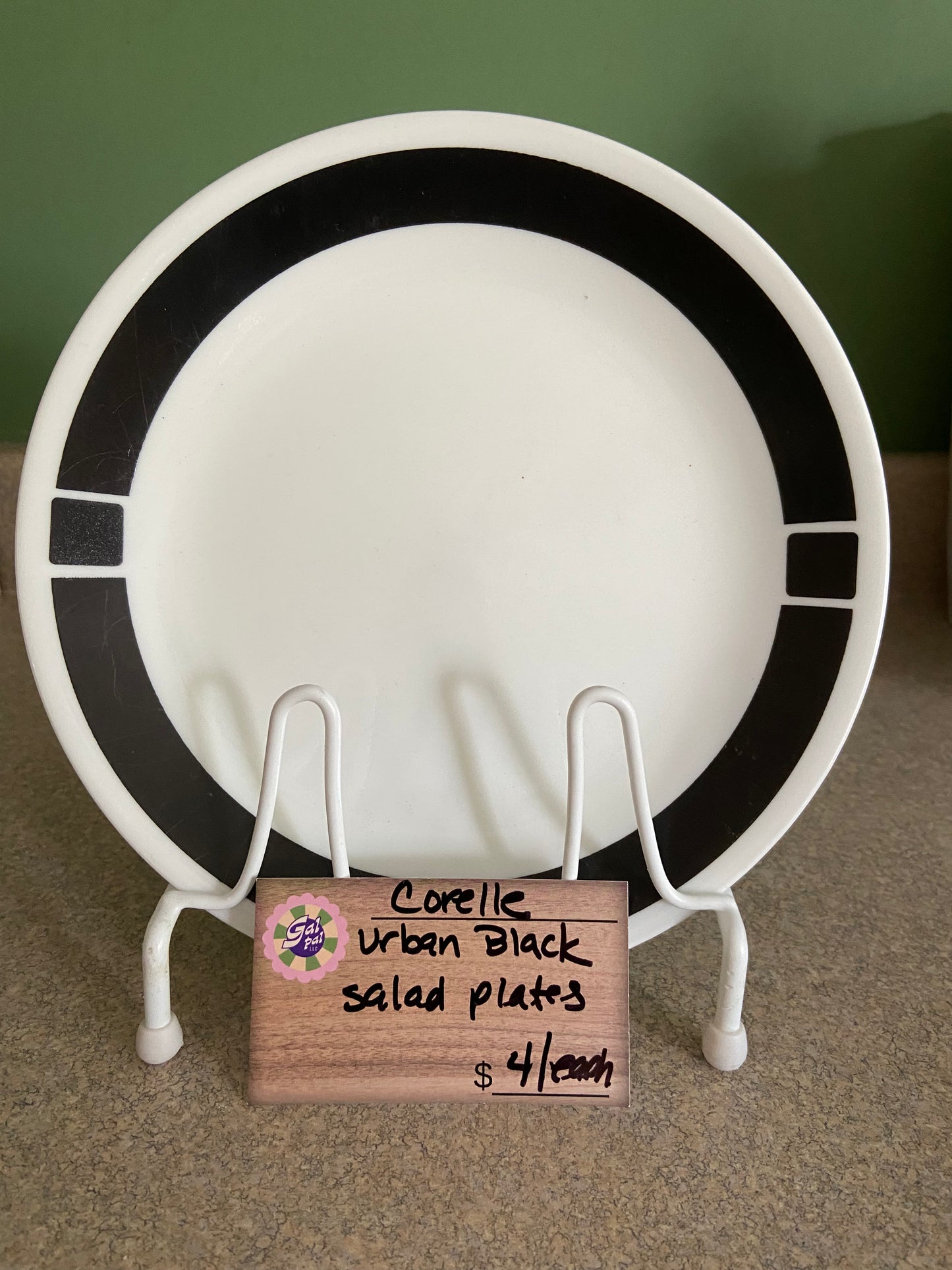 CORELLE URBAN BLACK SALAD PLATES