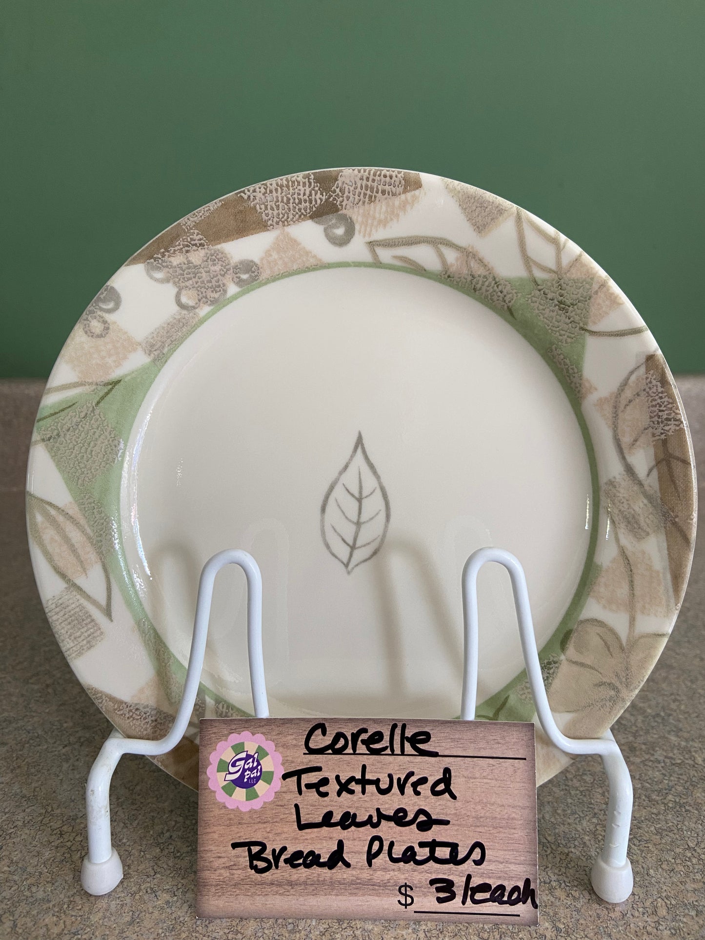 CORELLE TEXTURED LEAVES BREAD PLATES