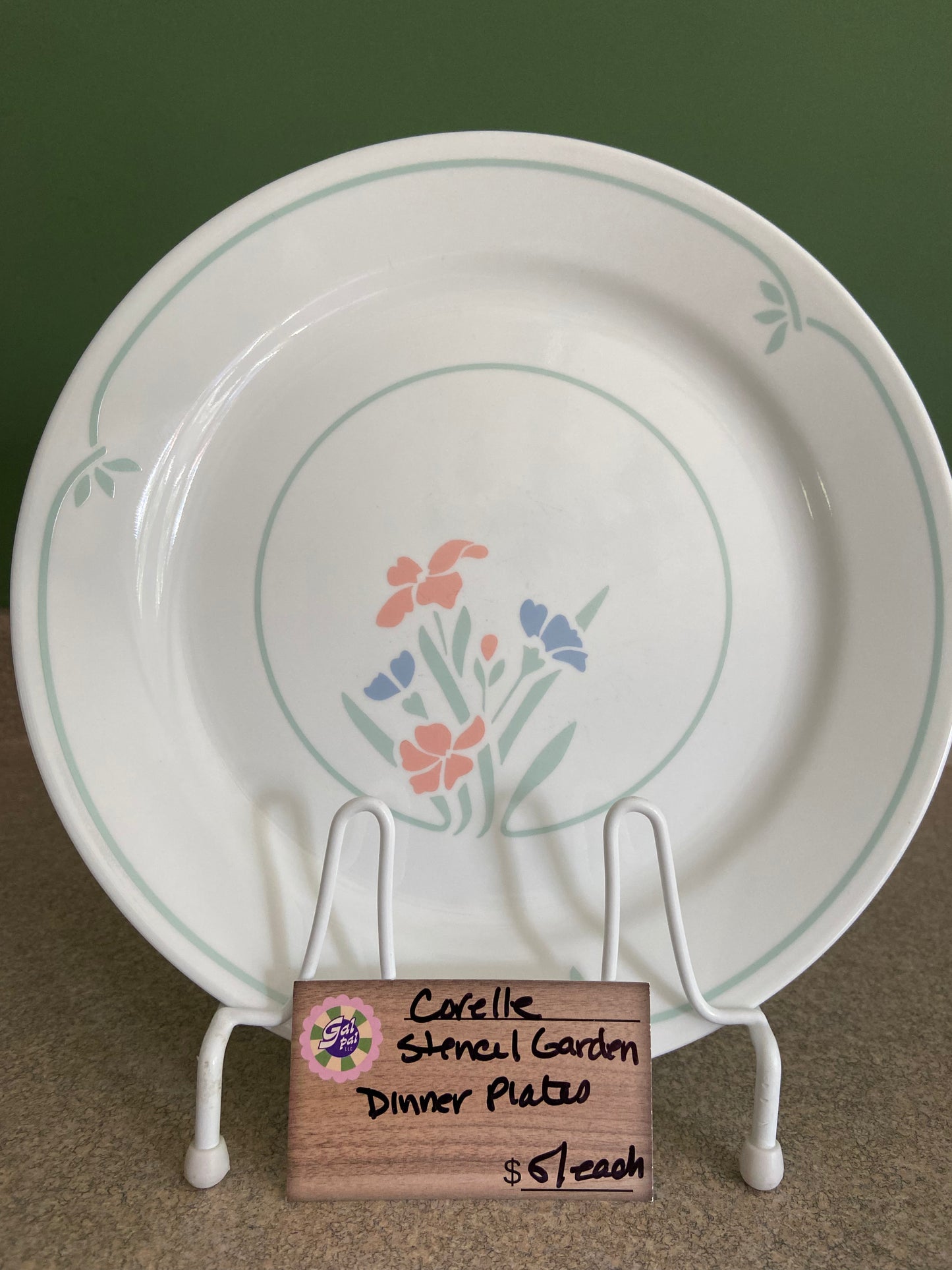 CORELLE STENCIL GARDEN DINNER PLATES