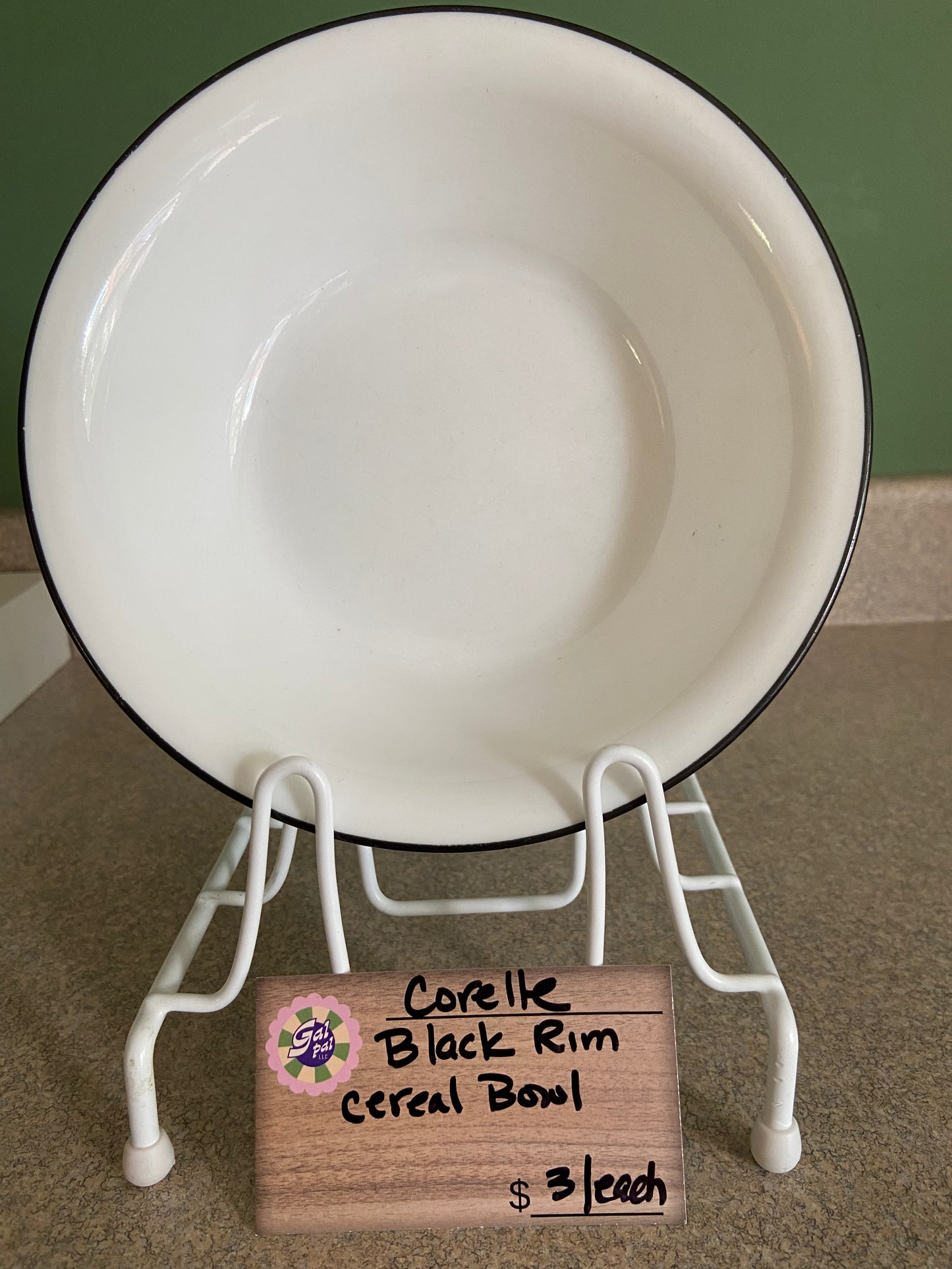 CORELLE BLACK RIM CEREAL BOWL
