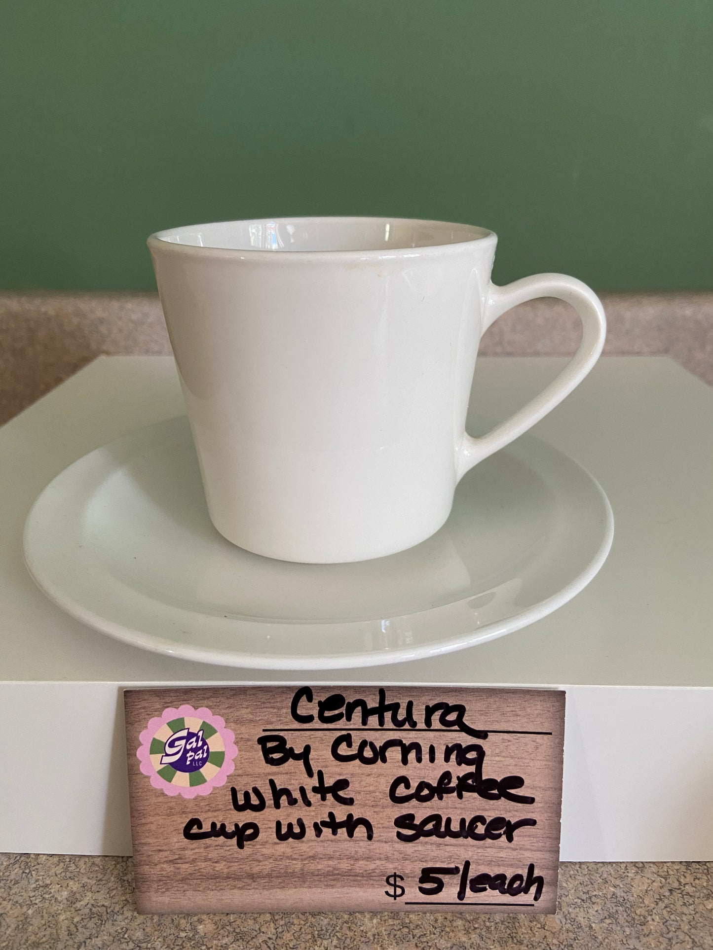 CENTURA BY CORNING WHITE COFFEE CUP WITH SAUCER