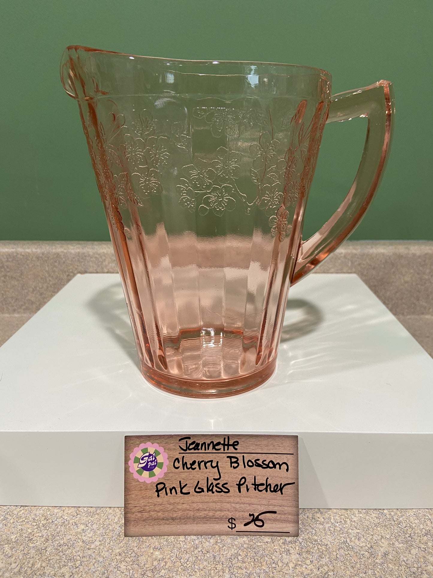 JEANNETTE GLASS CO CHERRY BLOSSOM PINK PITCHER