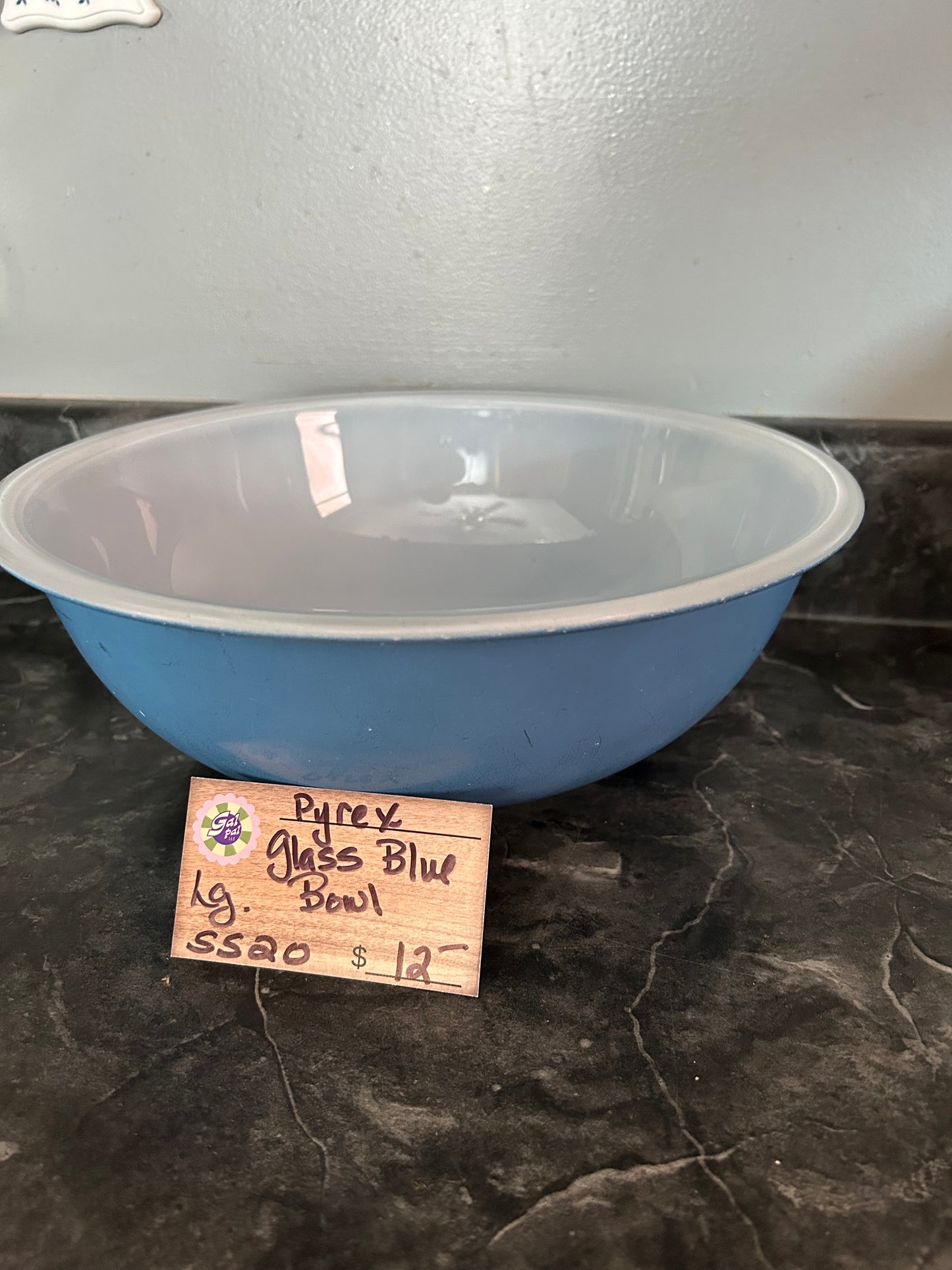 PYREX GLASS LIGHT BLUE LARGE BOWL