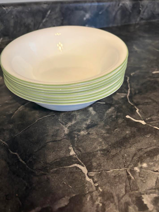 CORELLE LIGHT GREEN RIMMED CEREAL BOWL