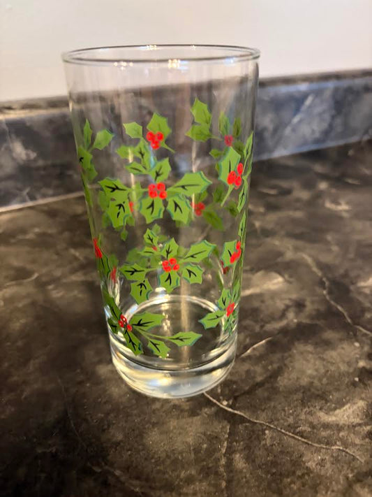 LIBBEY POINSETTA SET OF FOUR GLASSES