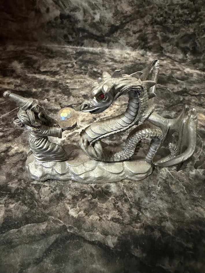 SPOONTIQUES 1986 PEWTER DRAGON AND WIZARD