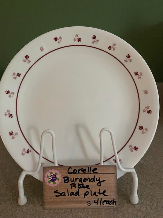 CORELLE BURGUNDY ROSE SALAD PLATE