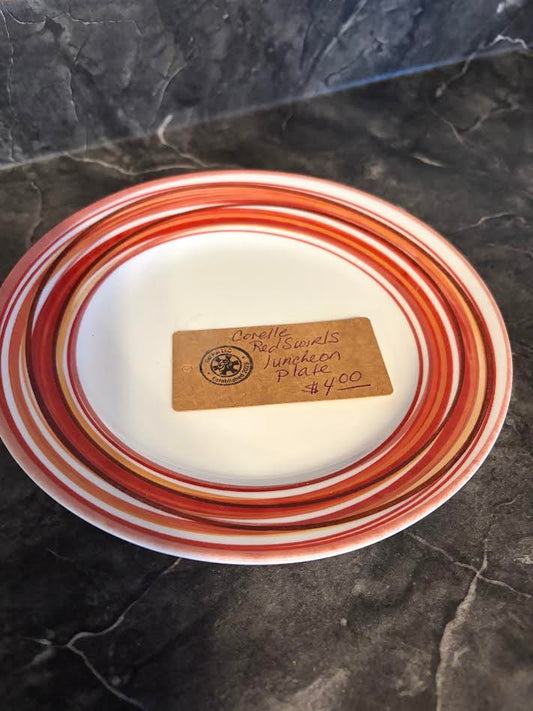 CORELLE RED SWIRLS LUNCHEON PLATE