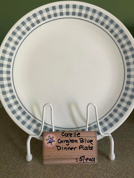 CORELLE GINGHAM BLUE DINNER PLATE