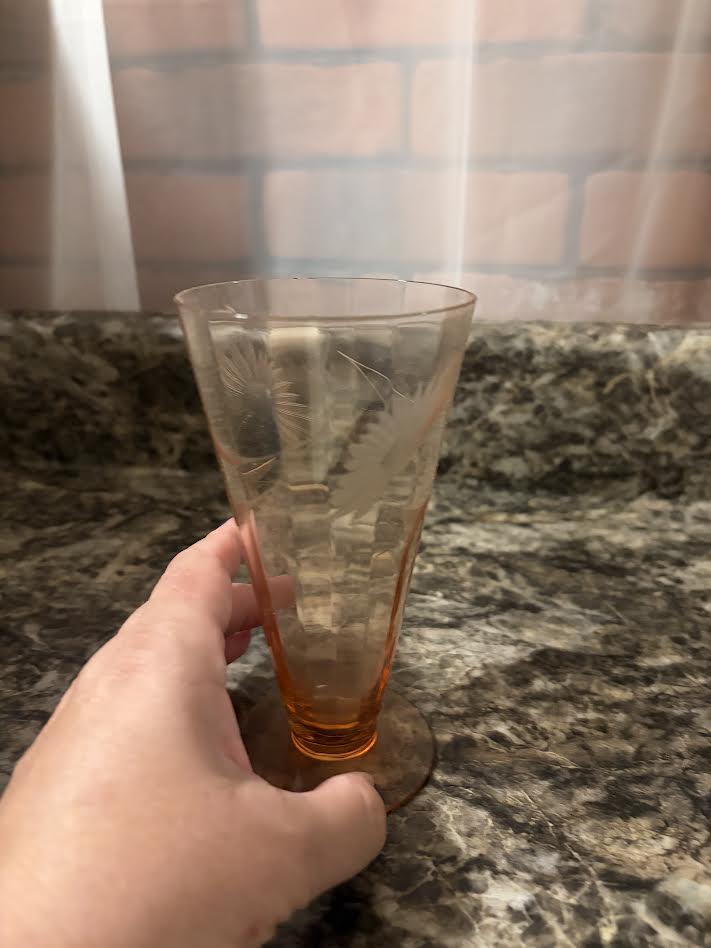 PINK DEPRESSION GLASS FOOTED
