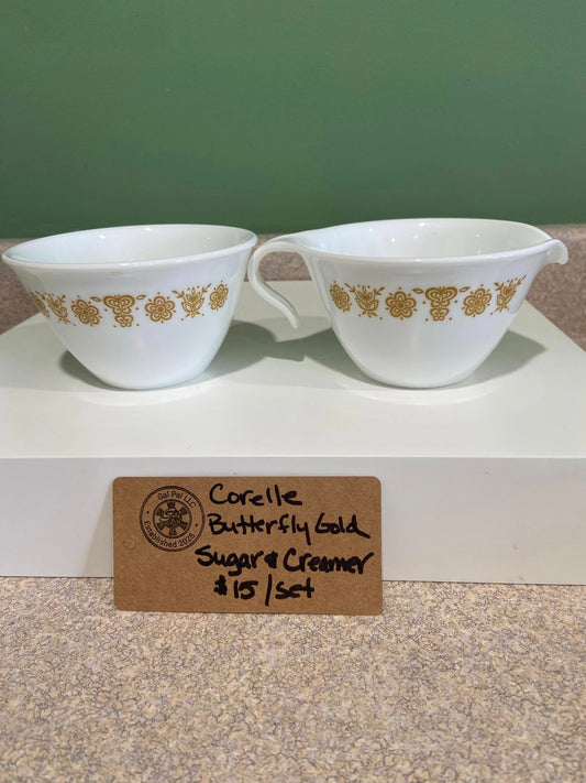 CORELLE BUTTERFLY GOLD SUGAR AND CREAMER