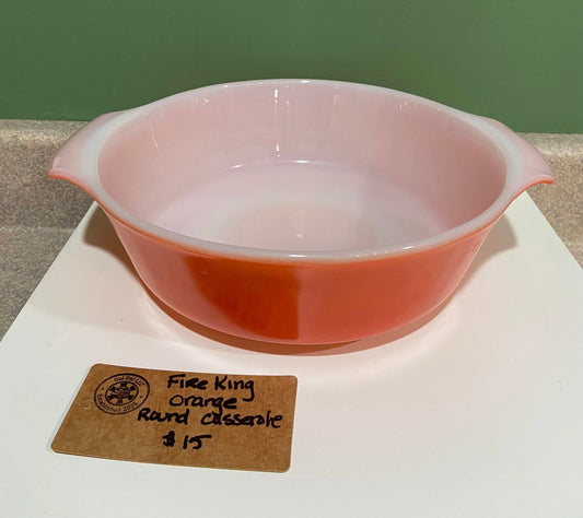 FIREKING ORANGE ROUND CASSEROLE