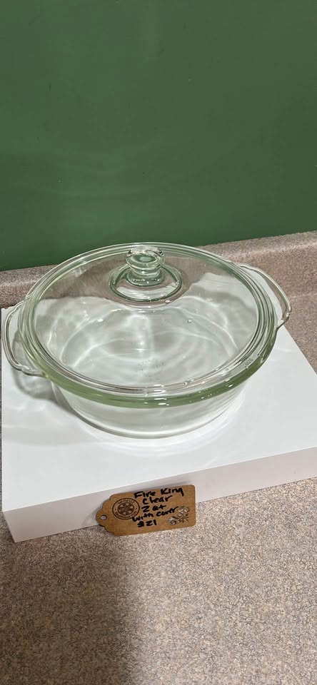 FIRE KING CLEAR 2 QT CASSEROLE