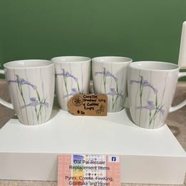 CORELLE SHADOW IRIS COFFEE CUPS SET OF FOUR