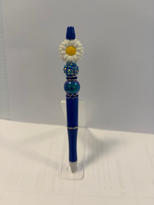 Daisy with Blue Glitter Bead