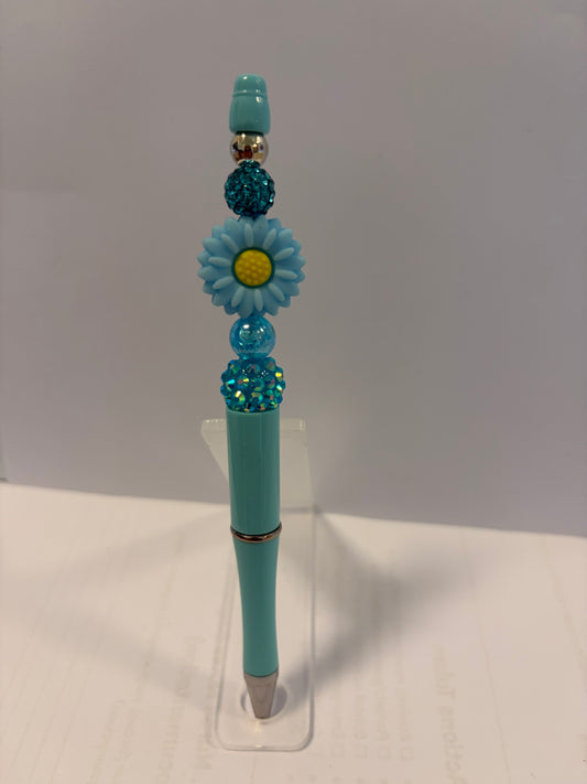Blue Daisy with Glitter Beads