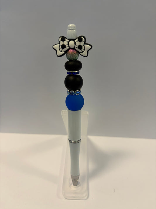 Soccer Ball Bow White/Blue