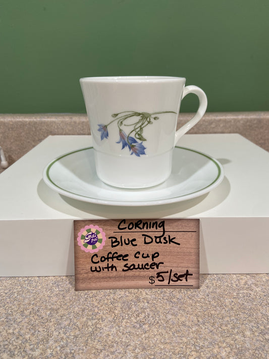 CORNING BLUE DUSK COFFEE MUG WITH SAUCER