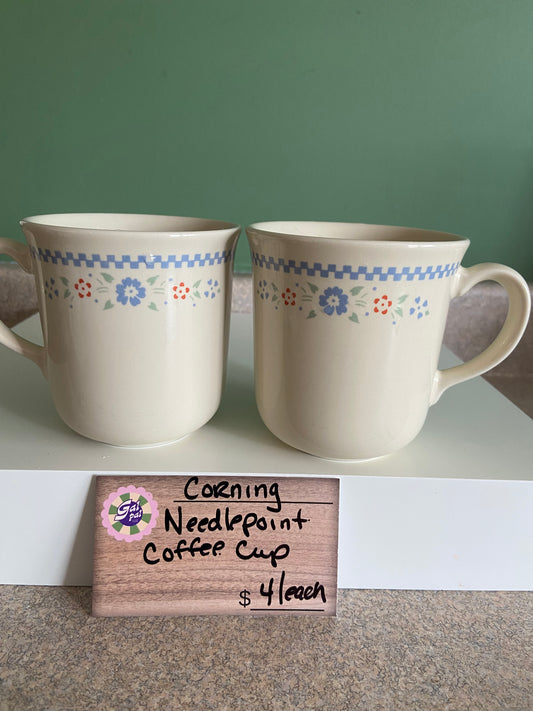 CORNING NEEDLEPOINT COFFEE CUP