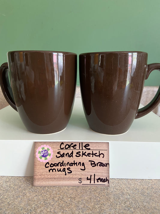 CORELLE SAND SKETCH COORDINATING BROWN MUG