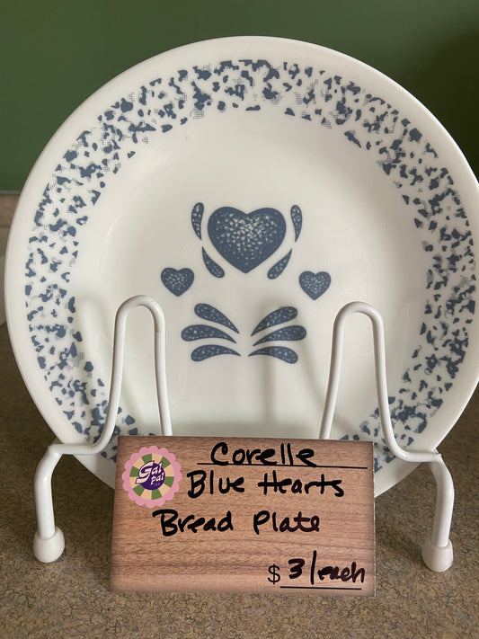 CORELLE BLUE HEARTS BREAD PLATE