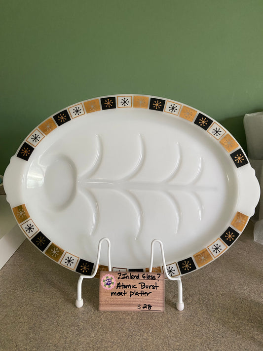 INLAND GLASS ATOMIC BURST MEAT PLATTER