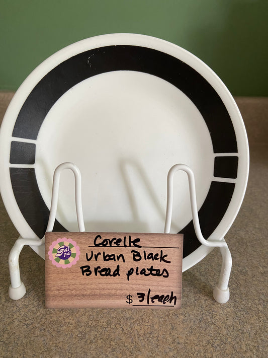 CORELLE URBAN BLACK BREAD PLATES
