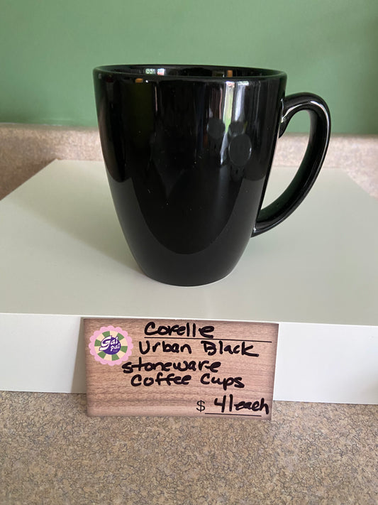 CORELLE URBAN BLACK STONEWARE COFFEE CUPS