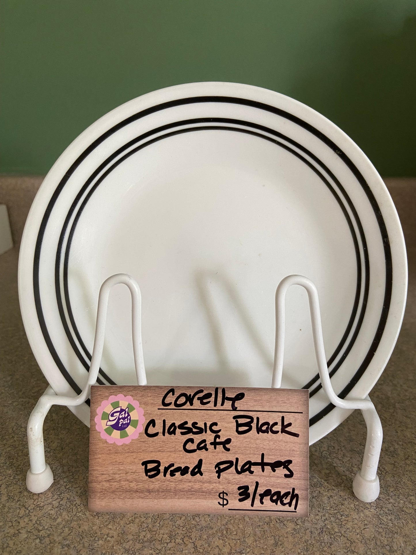 CORELLE CLASSIC BLACK CAFE BREAD PLATES