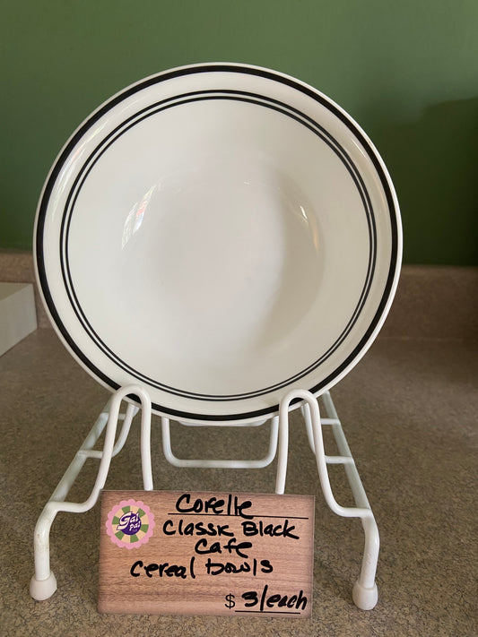 CORELLE CLASSIC BLACK CAFE CEREAL BOWLS