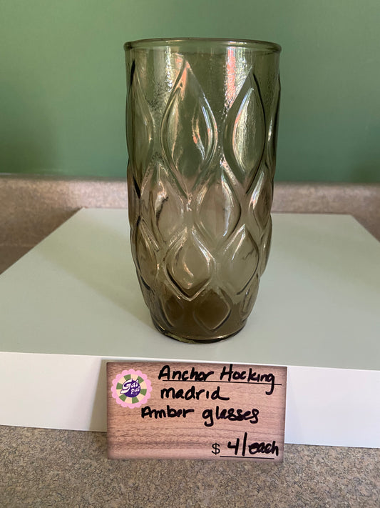 ANCHOR HOCKING MADRID AMBER GLASSES