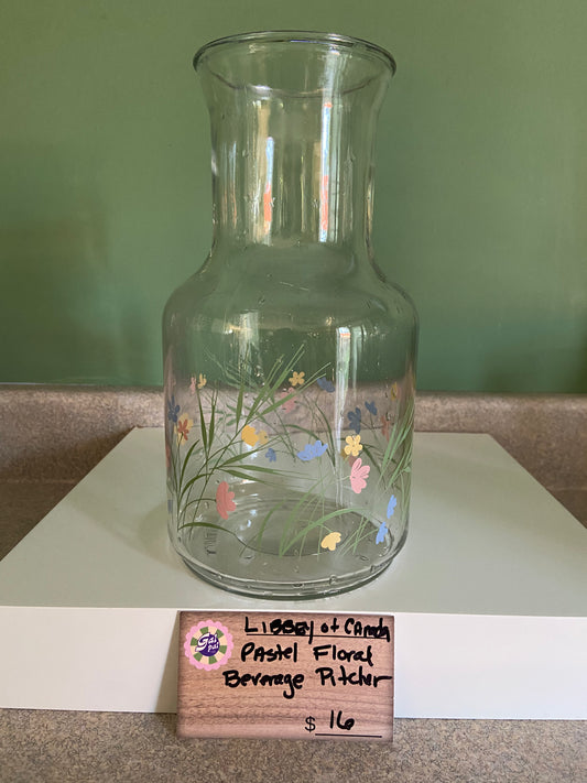 LIBBEY OF CANADA PASTEL FLORAL BEVERAGE PITCHER