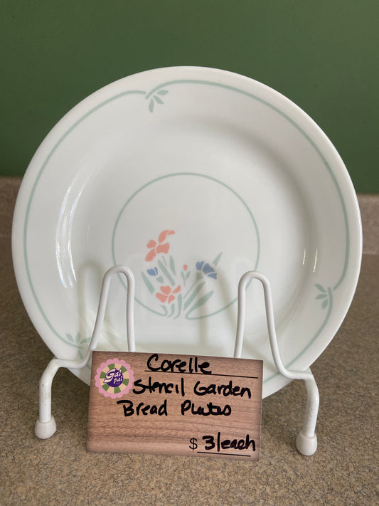 CORELLE STENCIL GARDEN BREAD PLATES