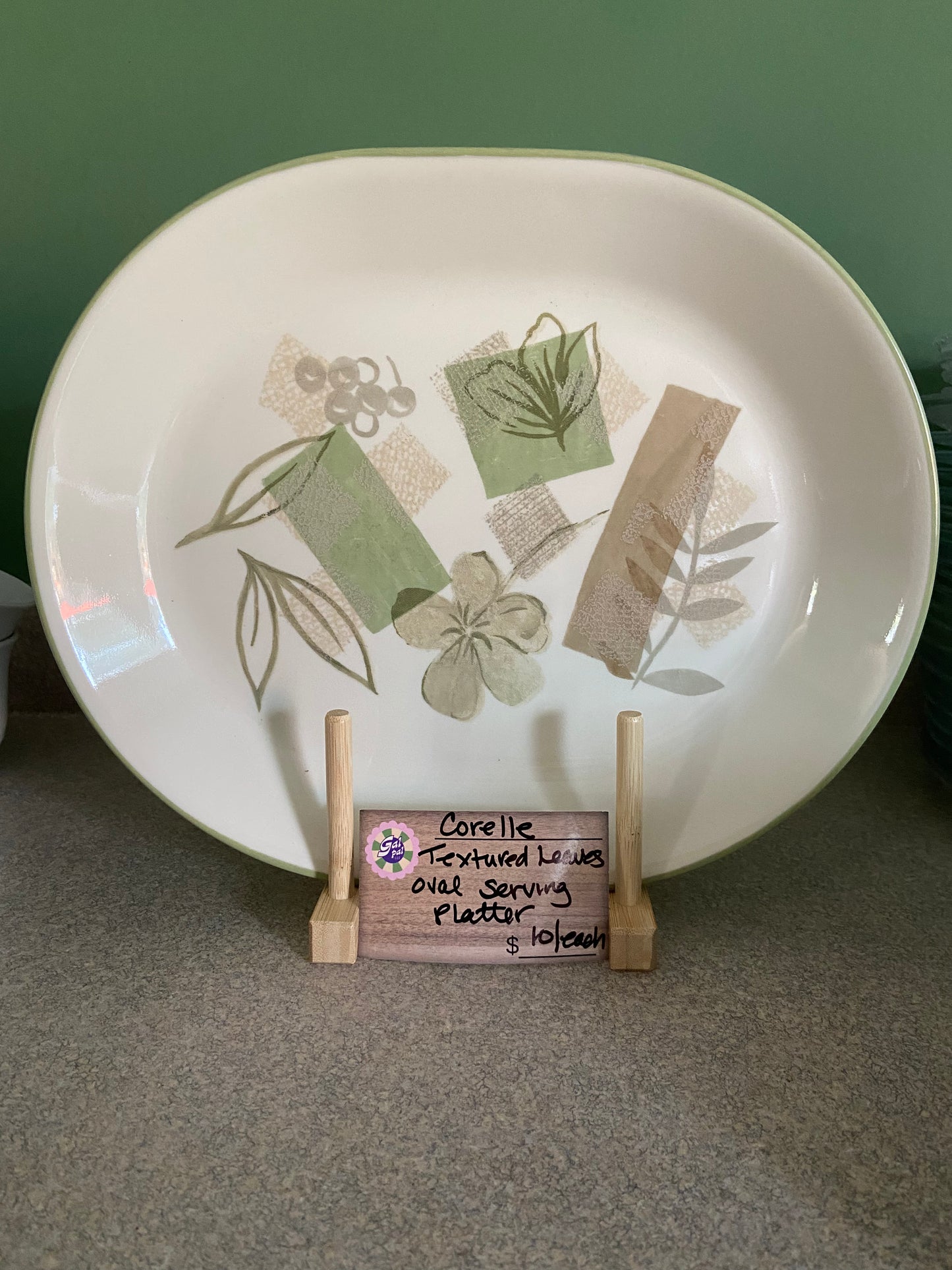 CORELLE TEXTURED LEAVES OVAL SERVING PLATTER