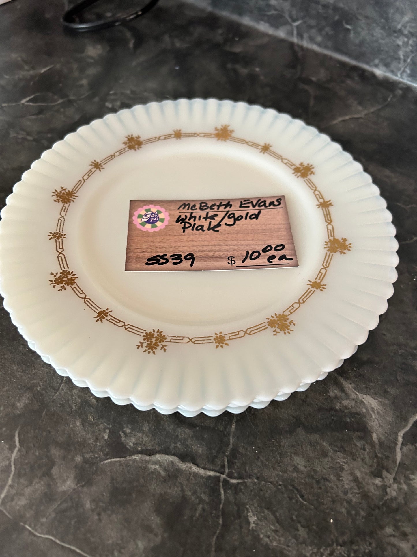 MCBETH EVANS WHITE GOLD BREAD PLATE