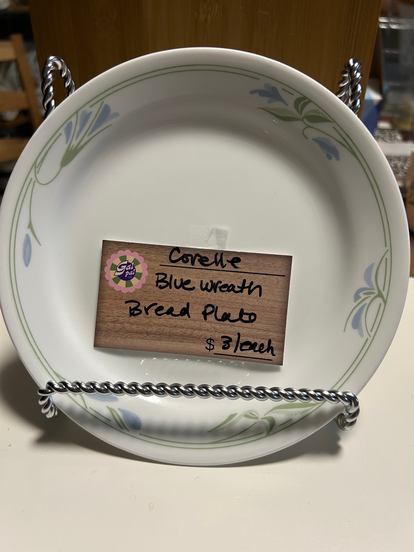 CORELLE BLUE WREATH BREAD PLATE