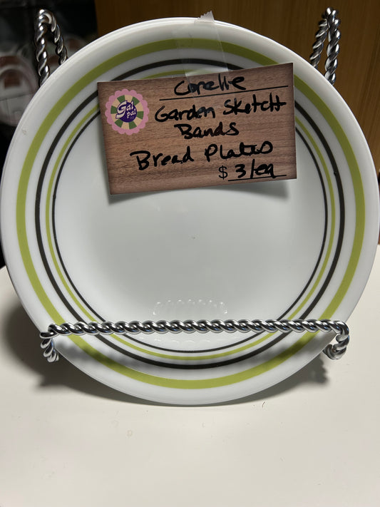 CORELLE GARDEN SKETCH BANDS BREAD PLATE