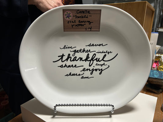 CORELLE OVAL PLATTER WHITE THANKFUL